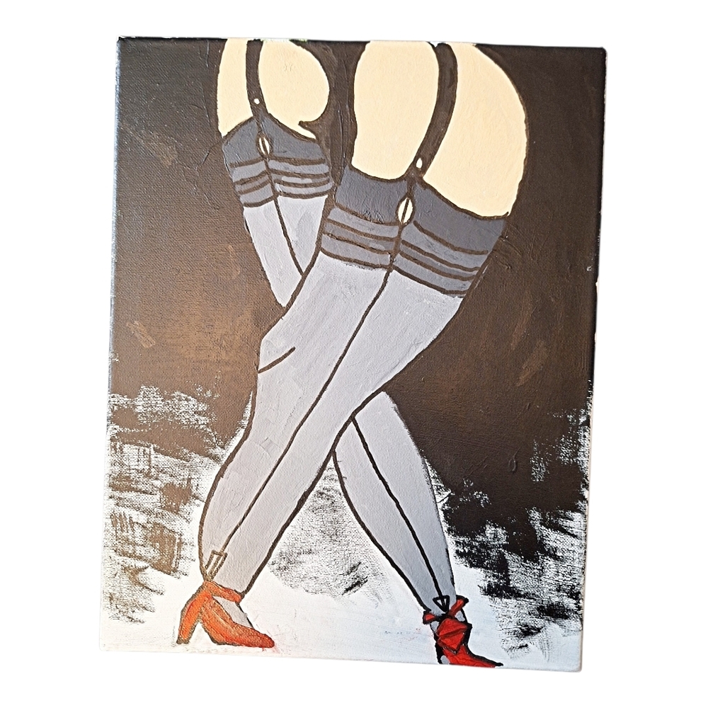 ✨️"Booty" Megan Phoenix Original! Pop Art Painting! Stockings And Red Stilettos!